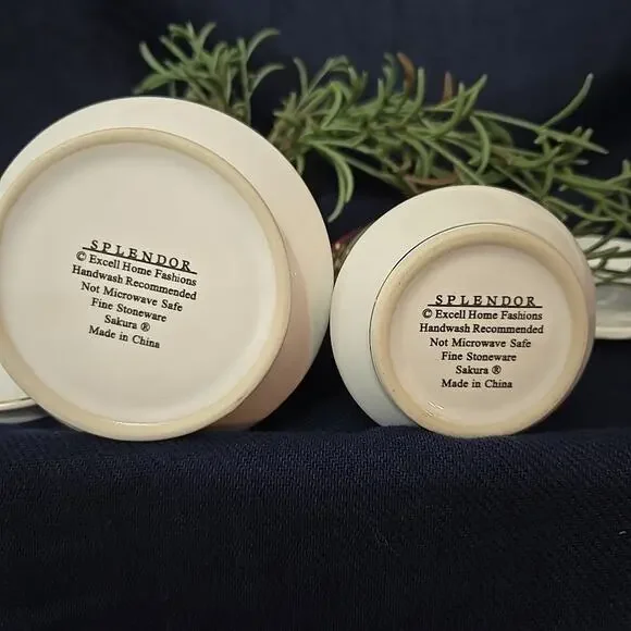 Splendor by Sakura Sugar Bowl and Creamer Pitcher Fine Stoneware Floral Burgundy - Picture 7 of 8